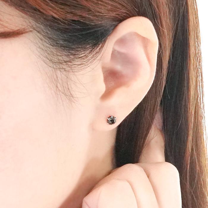 男女兼用 Pt900 0.6ct 一粒 ブラックダイヤモンド ピアス 送料無料 プラチナ PT ダイヤ 一粒 1粒 六本爪 漆黒 メンズ レディース ジュエリー 0.5ct ALH-0569の画像