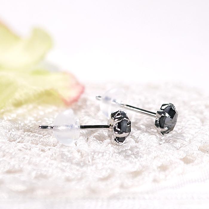 男女兼用 Pt900 0.6ct 一粒 ブラックダイヤモンド ピアス 送料無料 プラチナ PT ダイヤ 一粒 1粒 六本爪 漆黒 メンズ レディース ジュエリー 0.5ct ALH-0569の画像
