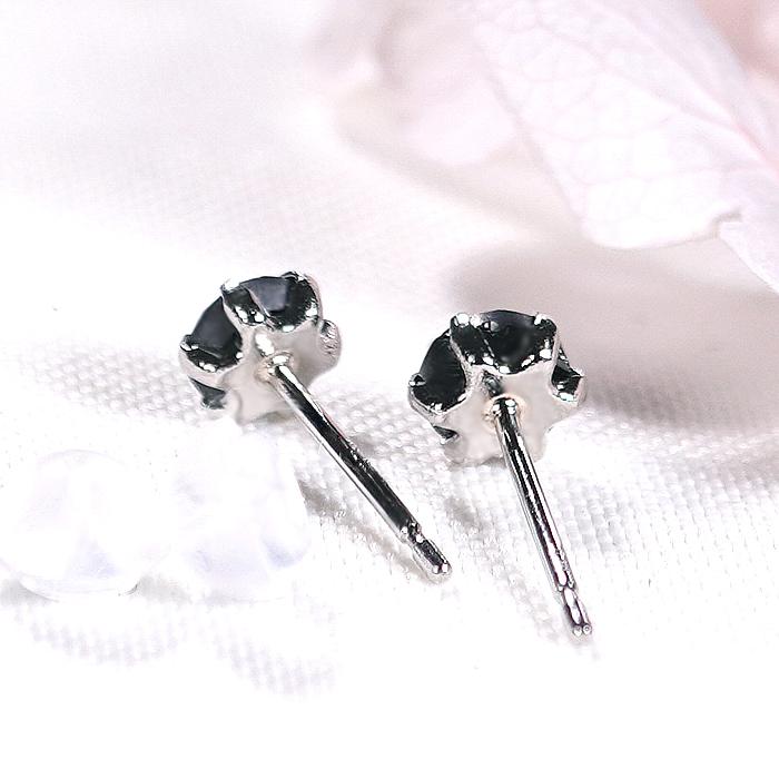 男女兼用 Pt900 0.6ct 一粒 ブラックダイヤモンド ピアス 送料無料 プラチナ PT ダイヤ 一粒 1粒 六本爪 漆黒 メンズ レディース ジュエリー 0.5ct ALH-0569の画像