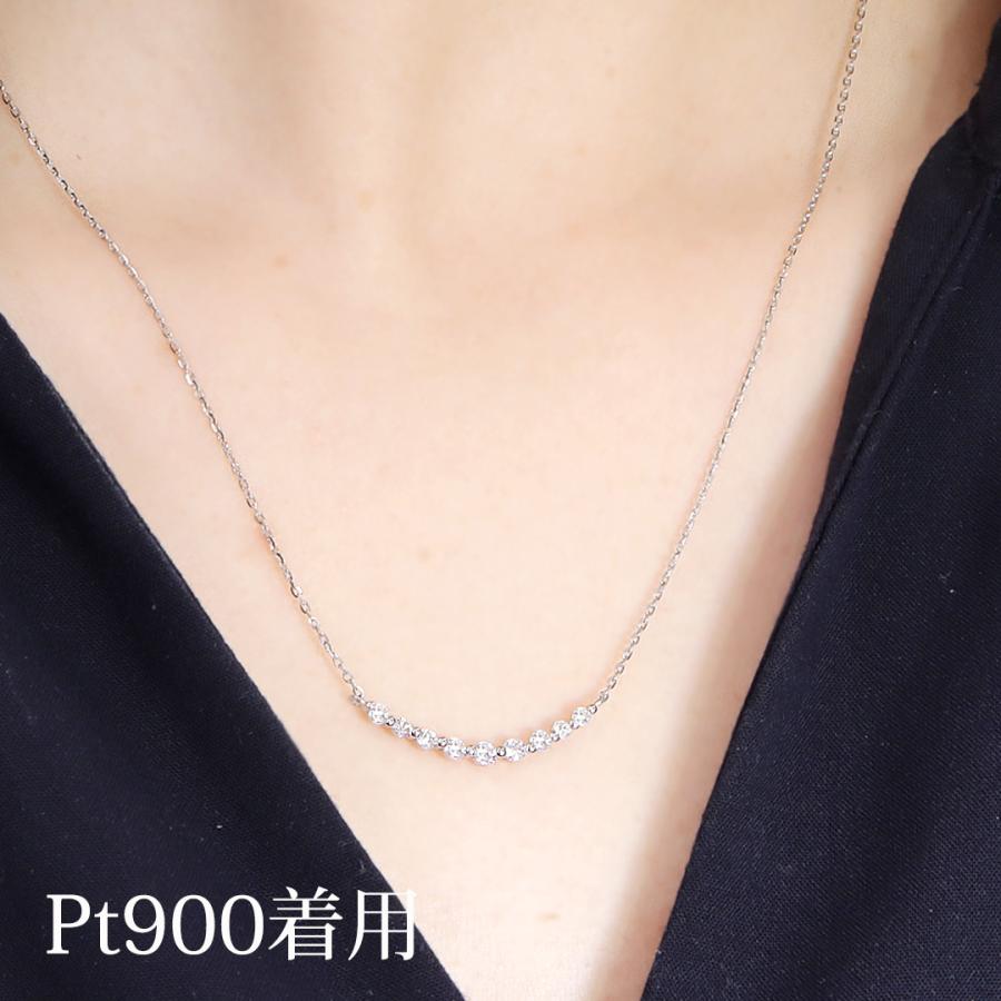 Pt900 K18 YG PG 0.30ct ダイヤモンド ライン ネックレス 送料無料 プラチナ PT K18 18金 YG PG ゴールド ジュエリー ペンダント 可愛い ダイヤ 9石 ALH-0601の画像