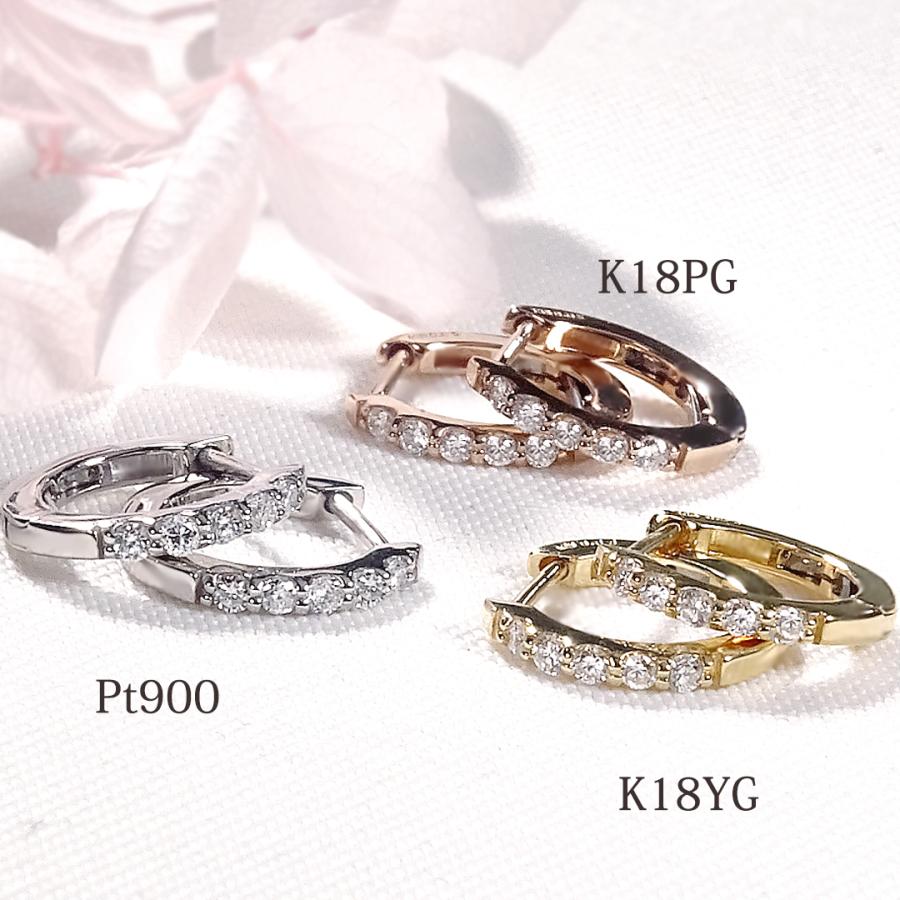 Pt900 K18 YG PG ダイヤモンド フープ ピアス 0.1ct  送料無料 18金 イエローゴールド ピンクゴールド ダイヤ 定番 キャッチレス 簡単装着 シンプル ALH-0602の画像