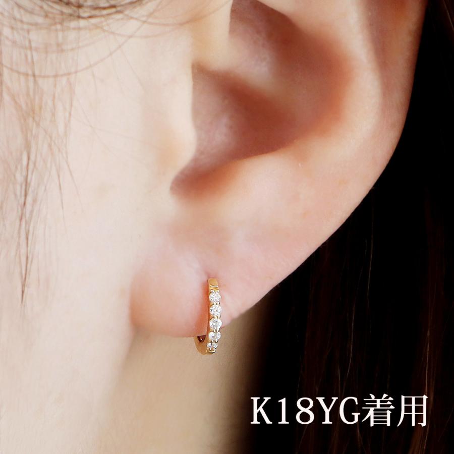 Pt900 K18 YG PG ダイヤモンド フープ ピアス 0.1ct  送料無料 18金 イエローゴールド ピンクゴールド ダイヤ 定番 キャッチレス 簡単装着 シンプル ALH-0602の画像