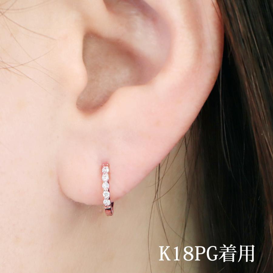 Pt900 K18 YG PG ダイヤモンド フープ ピアス 0.1ct  送料無料 18金 イエローゴールド ピンクゴールド ダイヤ 定番 キャッチレス 簡単装着 シンプル ALH-0602の画像