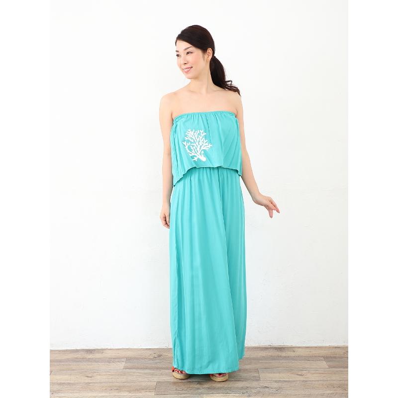 30 Off フリルベアトップ珊瑚ワンピース リゾートワンピース ハワイ 結婚式 フラ 衣装 ドレス スカート 代 30代 40代 50代 沖縄 ロング R レイマイカイ ヤフー店 通販 Yahoo ショッピング