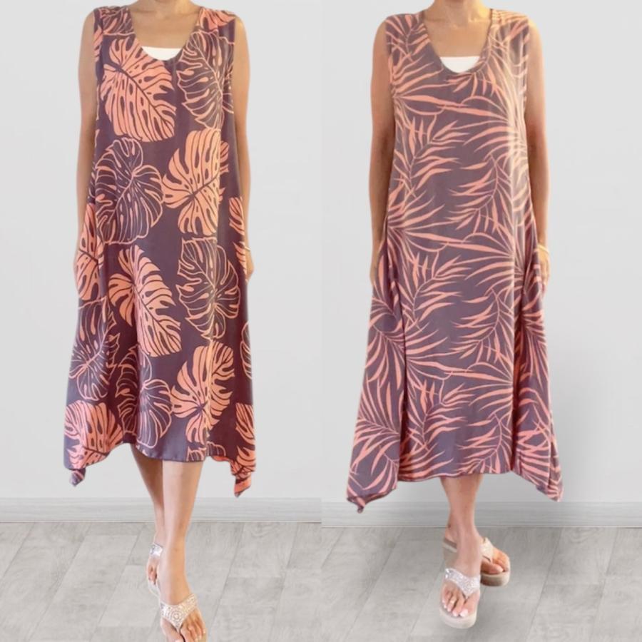 ノースリーブワンピース サイドアシンメトリー レディース ハワイ