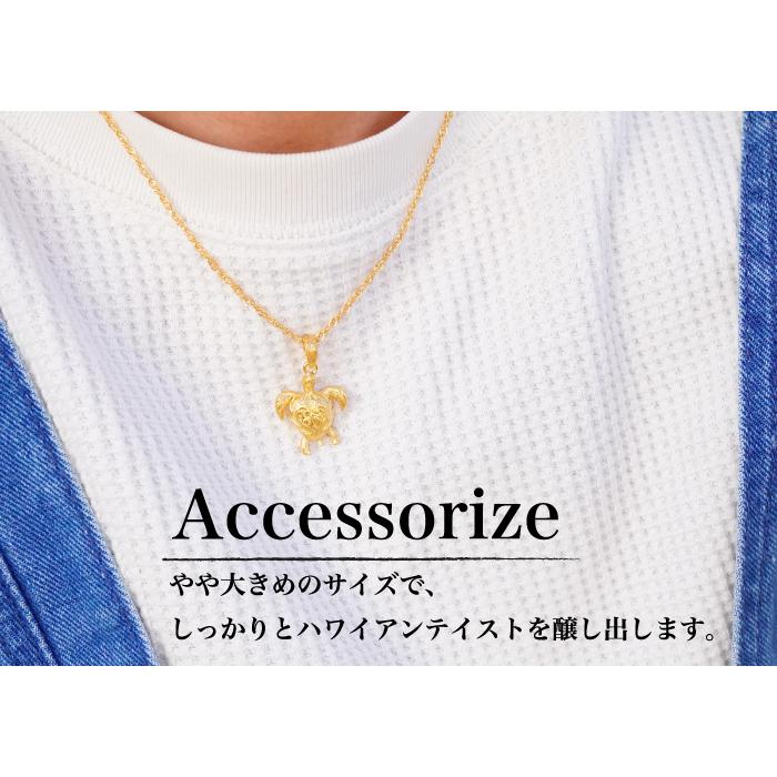 《選べる３色》ハワイアンジュエリー ネックレス サージカルステンレス ホヌ HONU 亀 カメ ペンダントヘッド ペンダント ステンレス アレルギー対応の画像