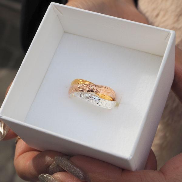 ハワイアンジュエリー リング 3連 トリプルカラーリング シルバー