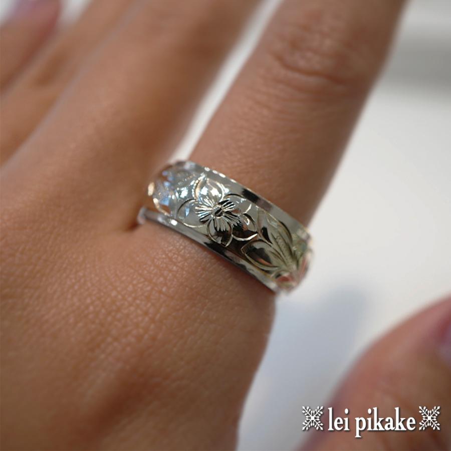 ハワイアンジュエリー トゥートーンリング マリッジリング 結婚指輪 オーダー 幅6×8mm 厚2.5mm ・Silver925 シルバー【送料無料】_2