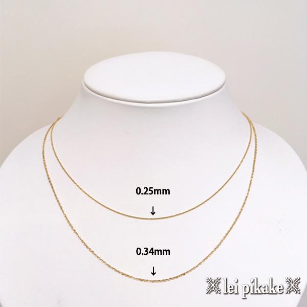 ハワイアンジュエリー　チェーン　ゴールドチェーン　10Kイエローゴールド　あずきチェーン・アジャスター付0.34mm-45cm【送料無料】_3