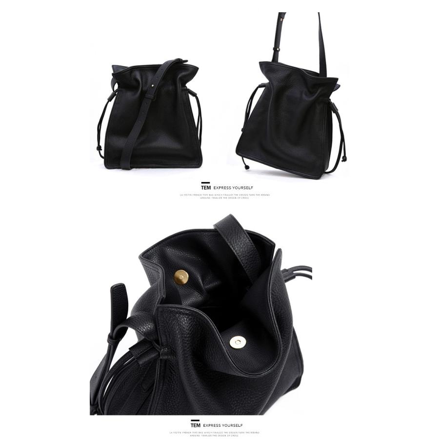 5-123 ショルダーバッグ 斜めがけ 本革 バッグ レディース 巾着型 通勤