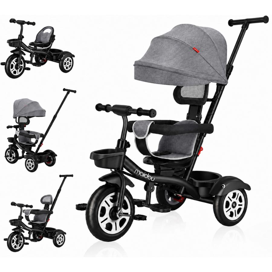 Yumcue 子供用三輪車 5in1三輪車 ベビーカー 手押し棒付き 手押し棒調整可能 バランスバイク サンシェード付き 組み立て 6月〜6歳 おもちゃ プレゼント 二年保証の画像