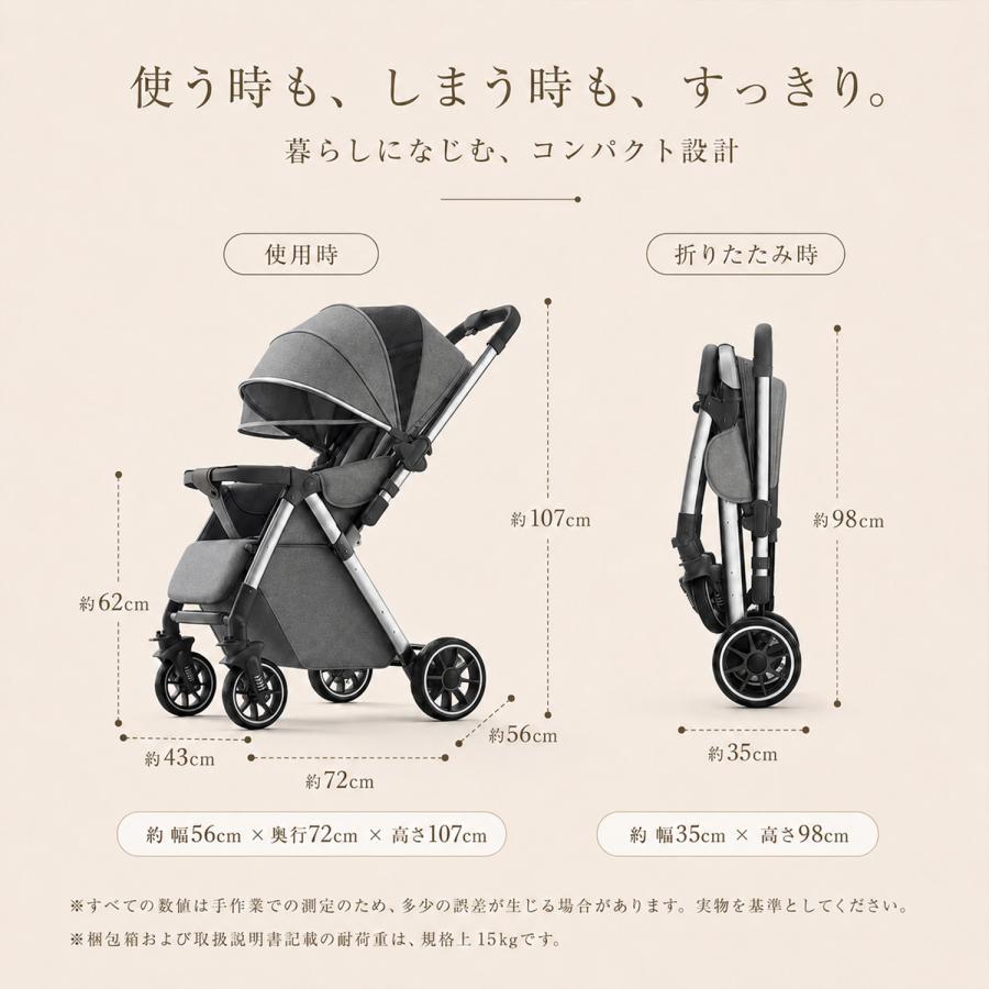 ベビーカー 折りたたみ コンパクト 自立式 両対面 対面式 背面式 5点式