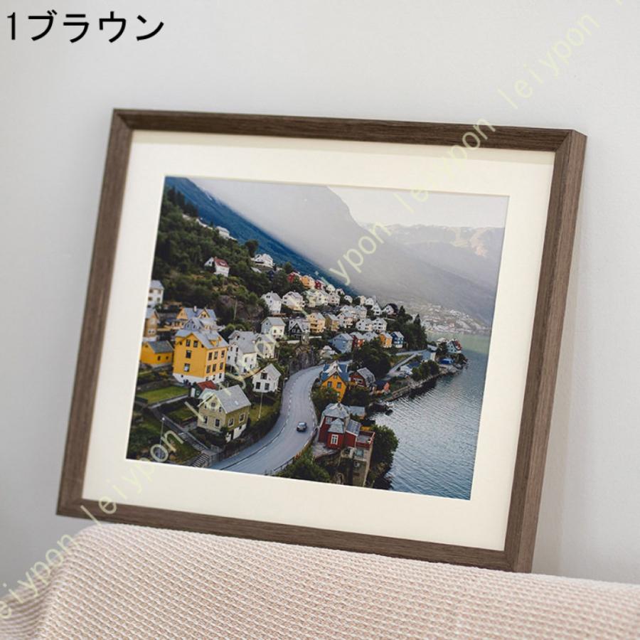 木製額縁 アクリル板 サイズ 26.6*38cm 台紙付き 壁掛け 軽い 軽量