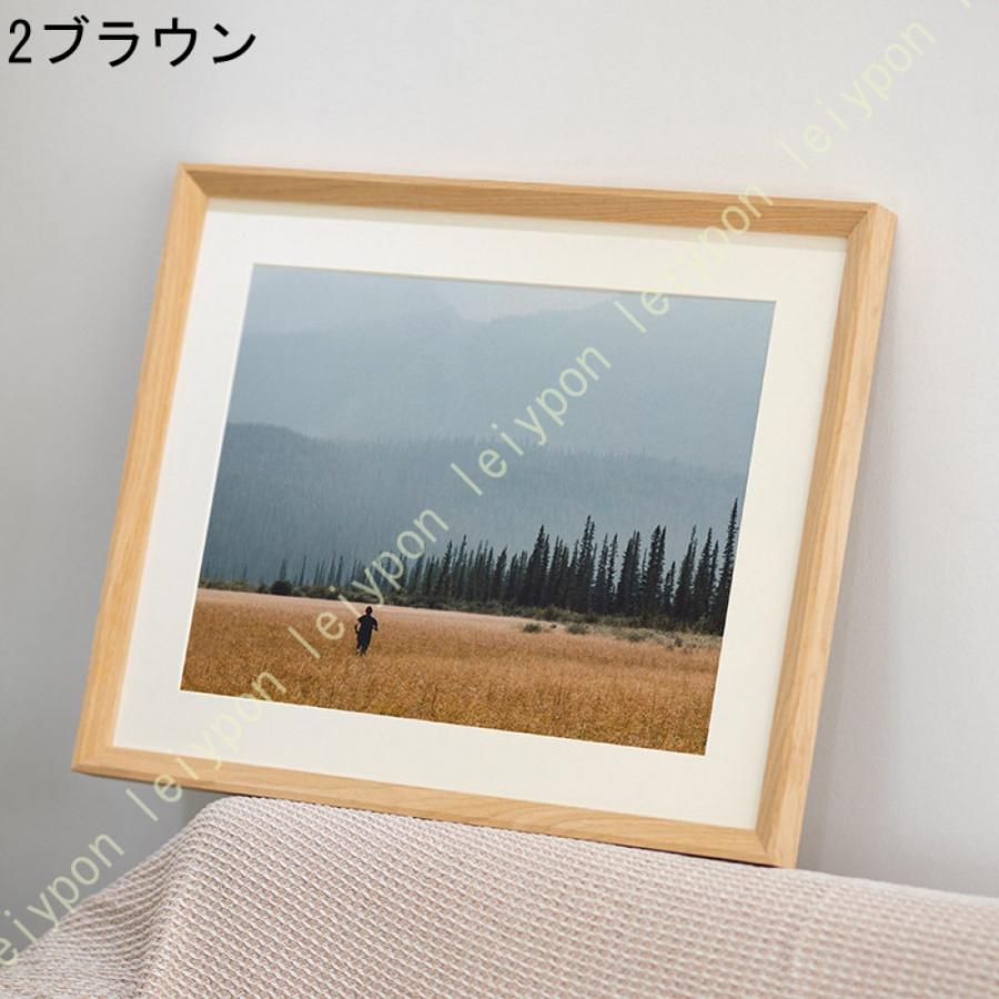 木製額縁 アクリル板 サイズ 26.6*38cm 台紙付き 壁掛け 軽い 軽量