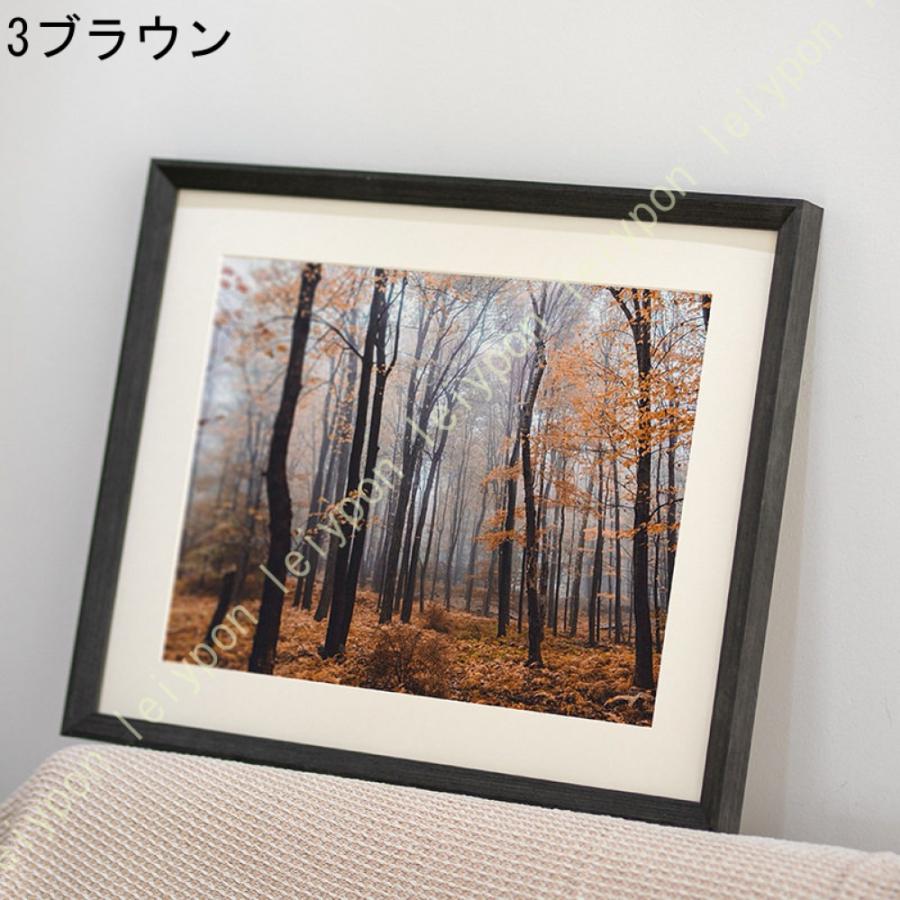 木製額縁 アクリル板 サイズ 26.6*38cm 台紙付き 壁掛け 軽い 軽量