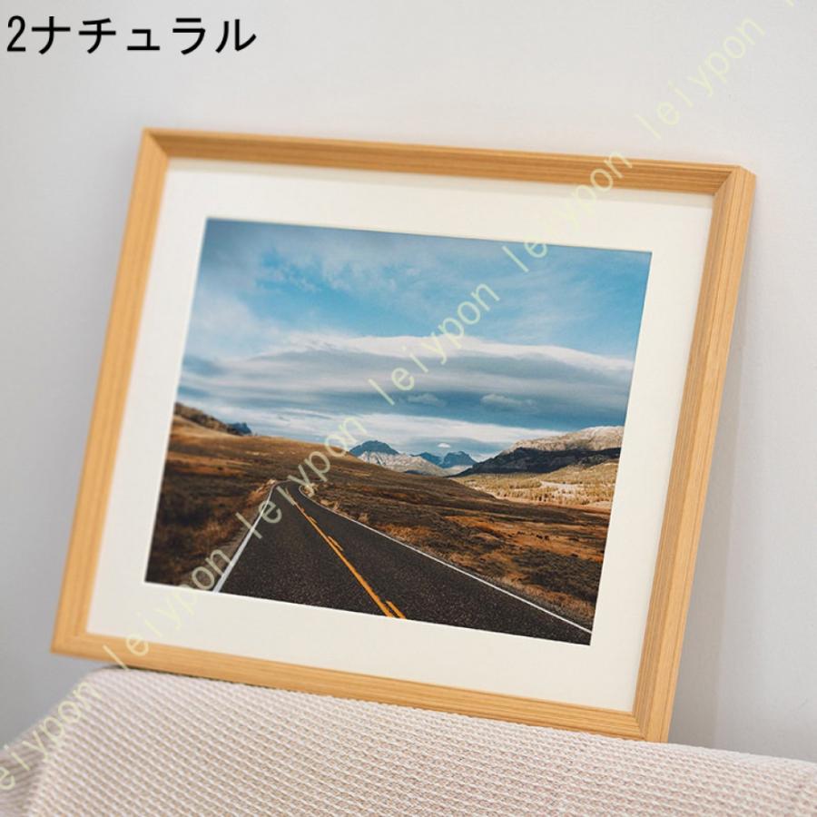 木製額縁 アクリル板 サイズ 26.6*38cm 台紙付き 壁掛け 軽い 軽量