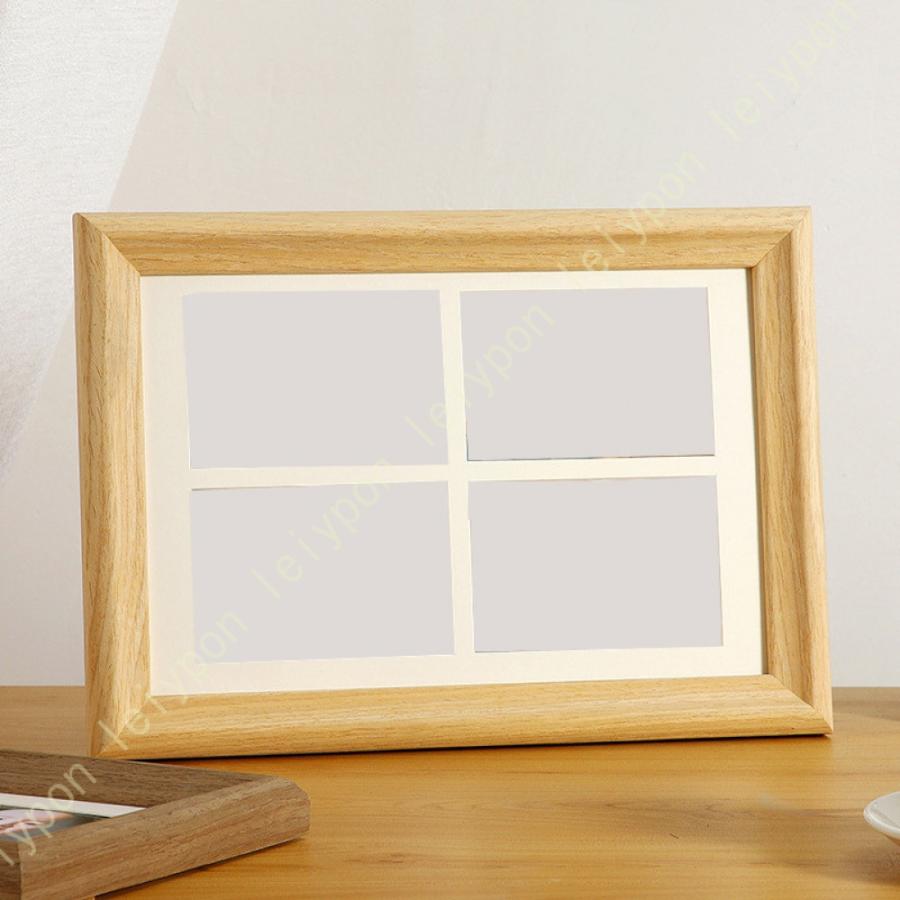 ましかくプリント 5枚 飾れる フォトフレーム 横長 5窓 木製 おしゃれ