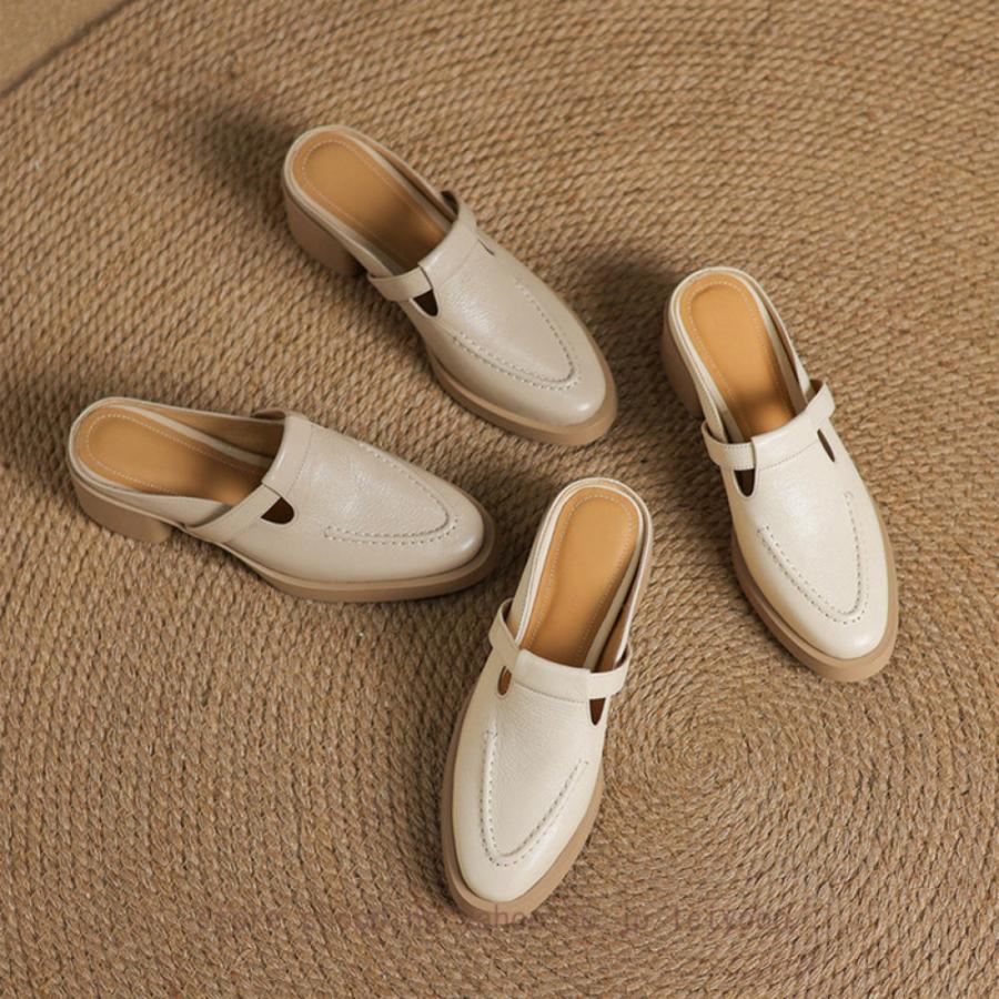 小物 N ミュール カジュアル ミドルヒール ラウンドトゥ サボ 5センチ