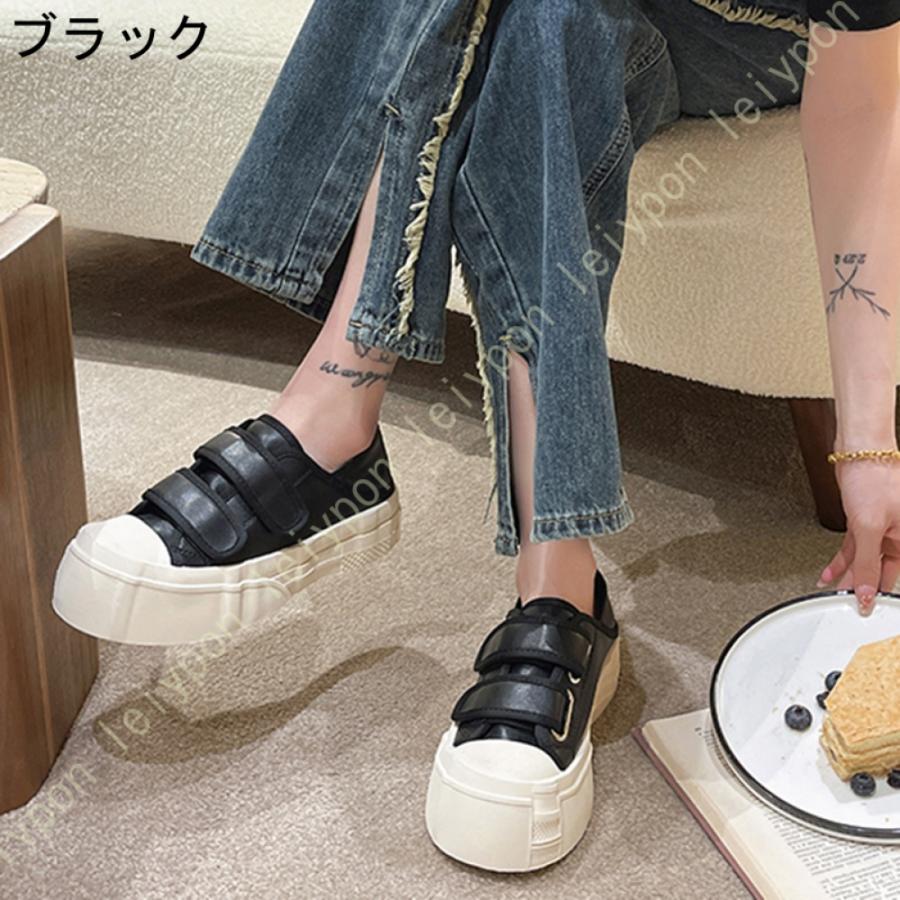 かかと踏める スニーカー レディース 厚底 2way デッキシューズ