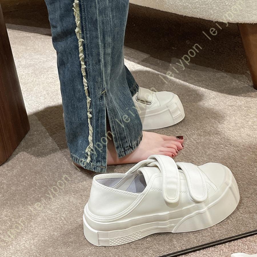 かかと踏める スニーカー レディース 厚底 2way デッキシューズ