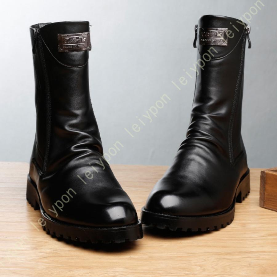 サイドジップブーツ メンズ ブーツ おしゃれ 秋冬 防滑 紳士ブーツ