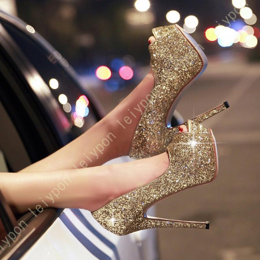 オープントゥパンプス ハイヒール ピンヒール キャバ サンダル キャバヒール ヒール約14cm ストーム 厚底 パーティー 美脚パンプス 靴 レディース_8