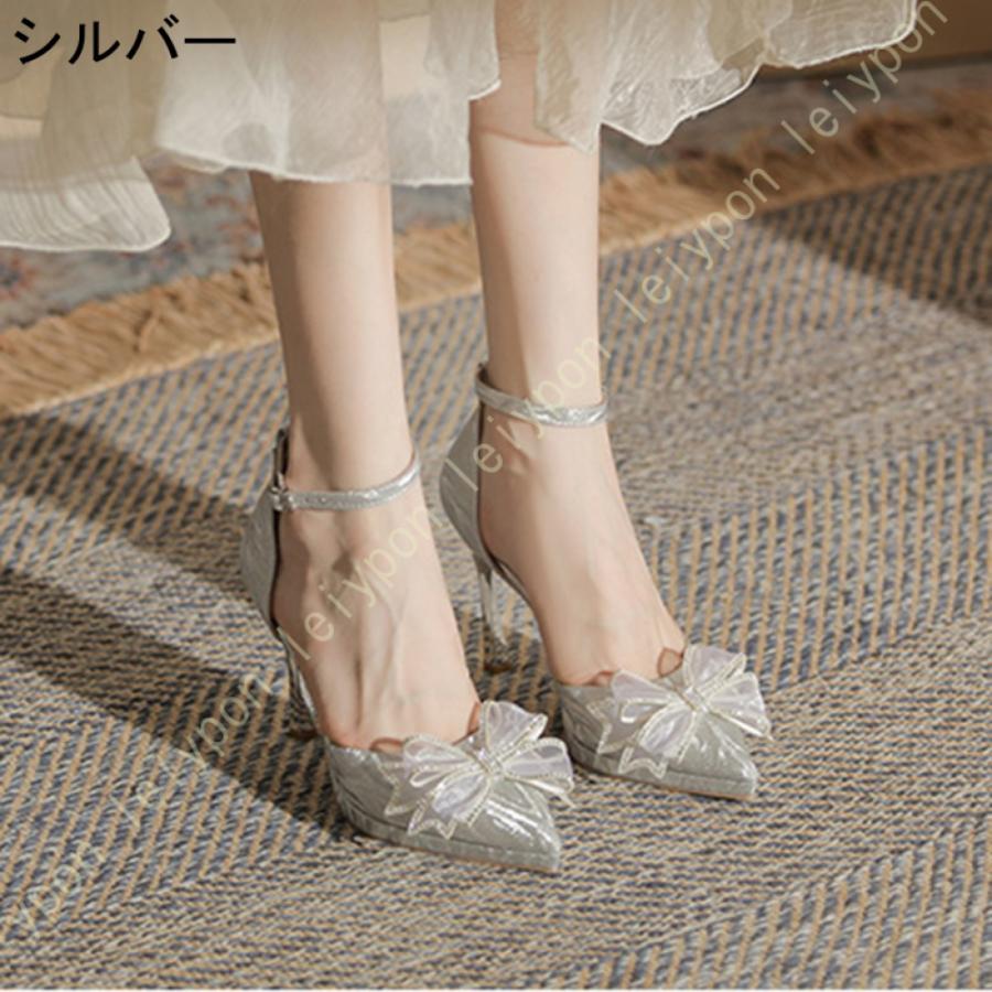 レディース パンプス 歩きやすい 美脚 10CMヒール ポインテッドトゥ スリッポン プラットフォーム スパンコール セパレート 甲浅 足長効果 痛くない_3