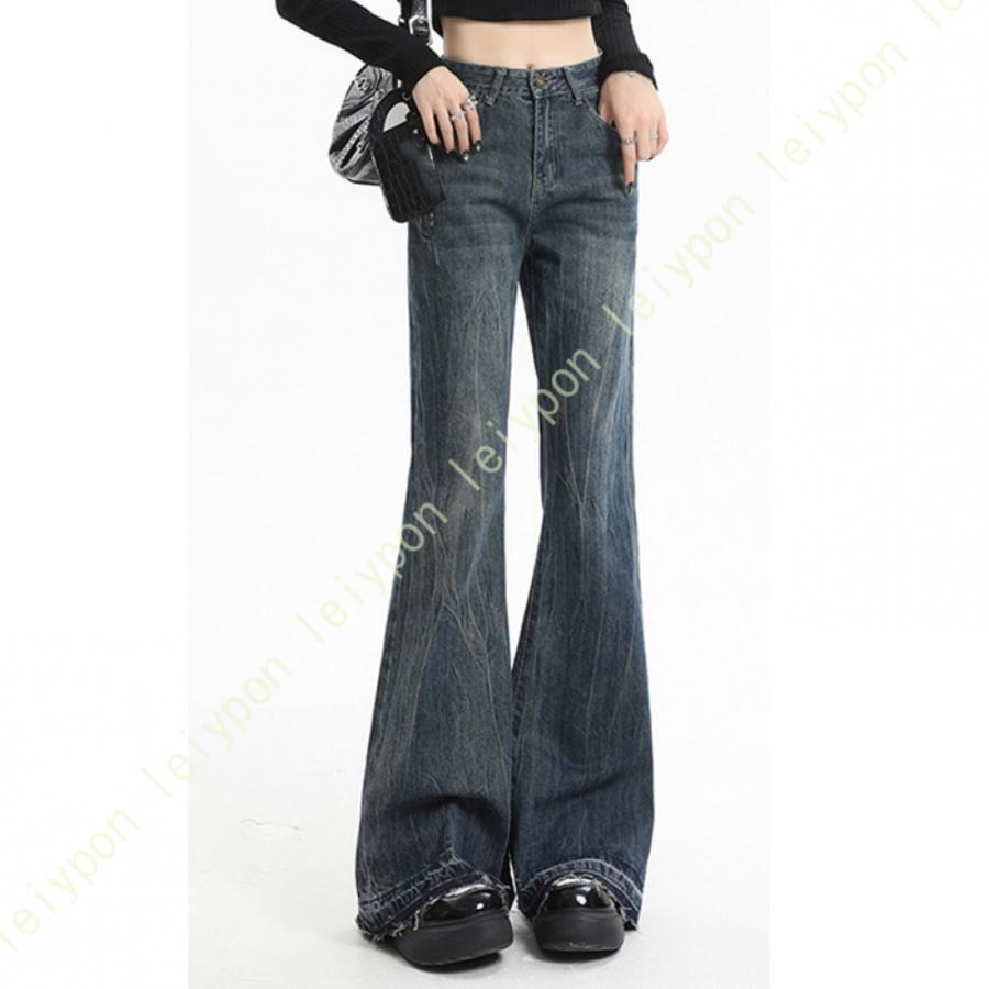 フレアパンツ デニム レディース ハイウエスト フレアデニム ブーツカット ベルボトム ボトムス デニムパンツ ジーンズ 裏起毛 ストレッチ レトロ カジュアル | 