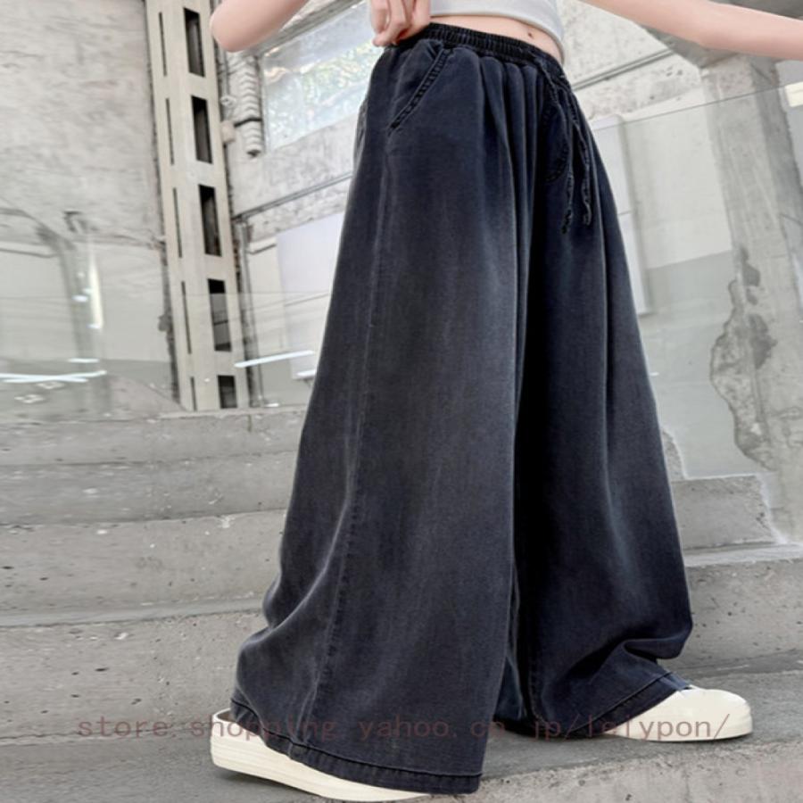 デニムパンツ ガウチョ ボトムス 長ズボン 薄手 やわらかデニム ジーパン ワイドパンツ 女の子 ガール 子供服 子ども 春 夏 秋 |  | 12