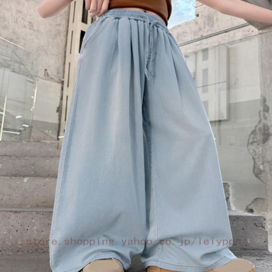 デニムパンツ ガウチョ ボトムス 長ズボン 薄手 やわらかデニム ジーパン ワイドパンツ 女の子 ガール 子供服 子ども 春 夏 秋 |  | 19
