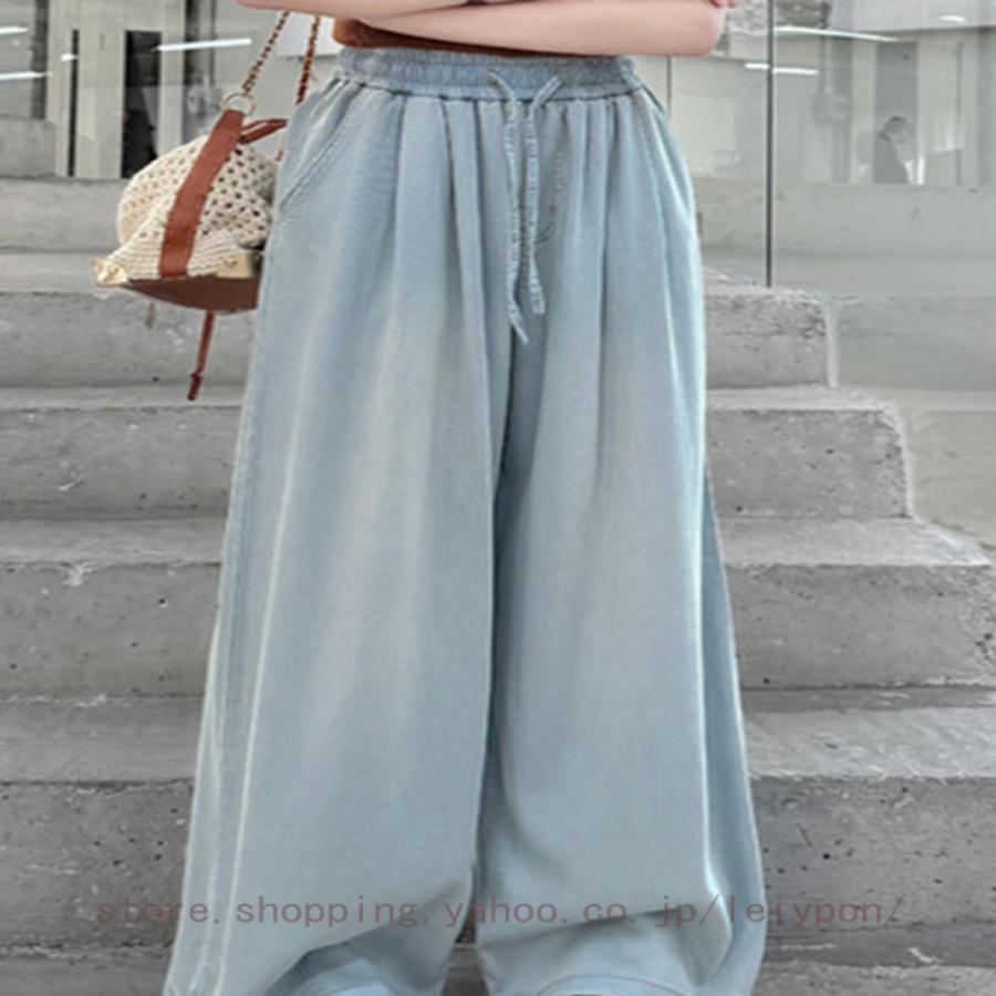 デニムパンツ ガウチョ ボトムス 長ズボン 薄手 やわらかデニム ジーパン ワイドパンツ 女の子 ガール 子供服 子ども 春 夏 秋 |  | 20