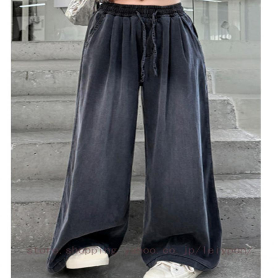 デニムパンツ ガウチョ ボトムス 長ズボン 薄手 やわらかデニム ジーパン ワイドパンツ 女の子 ガール 子供服 子ども 春 夏 秋 |  | 06