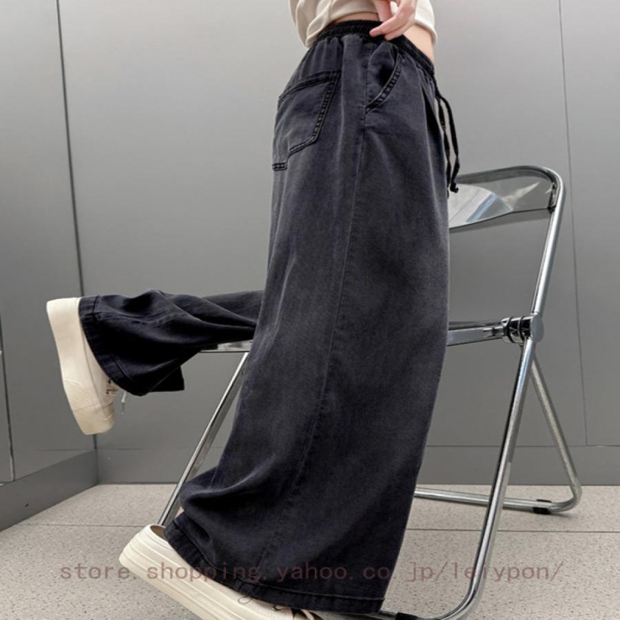 デニムパンツ ガウチョ ボトムス 長ズボン 薄手 やわらかデニム ジーパン ワイドパンツ 女の子 ガール 子供服 子ども 春 夏 秋 |  | 07