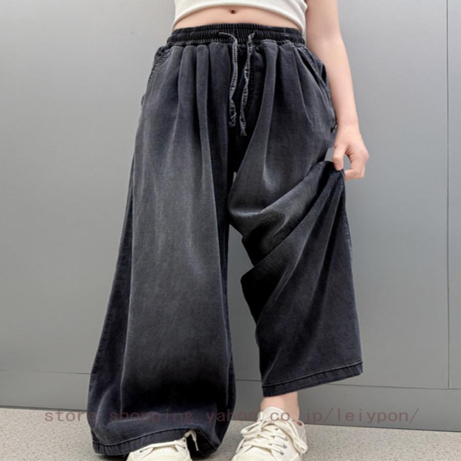 デニムパンツ ガウチョ ボトムス 長ズボン 薄手 やわらかデニム ジーパン ワイドパンツ 女の子 ガール 子供服 子ども 春 夏 秋 |  | 08