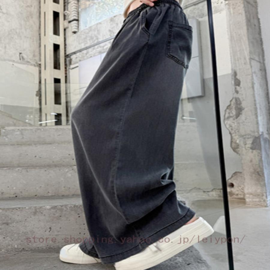 デニムパンツ ガウチョ ボトムス 長ズボン 薄手 やわらかデニム ジーパン ワイドパンツ 女の子 ガール 子供服 子ども 春 夏 秋 |  | 09