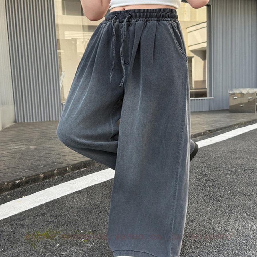 デニムパンツ 女の子 ワイドパンツ キッズ 薄手 涼しい ジュニア 夏 ゆったり ロング丈 子供服 薄手 ボトムス ゴムウエスト カジュアル 通園 通学 普段着 |  | 12
