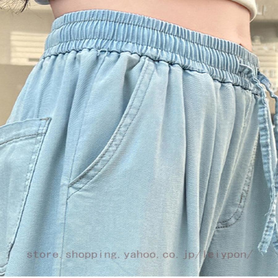 デニムパンツ 女の子 ワイドパンツ キッズ 薄手 涼しい ジュニア 夏 ゆったり ロング丈 子供服 薄手 ボトムス ゴムウエスト カジュアル 通園 通学 普段着 |  | 19