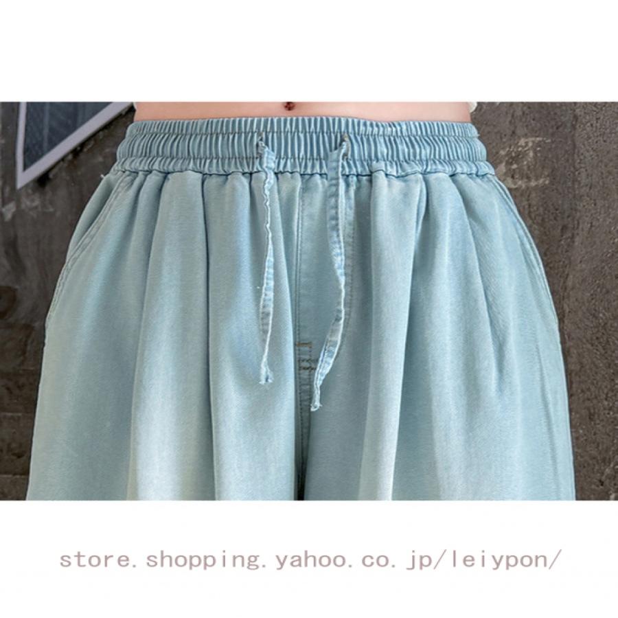 デニムパンツ 女の子 ワイドパンツ キッズ 薄手 涼しい ジュニア 夏 ゆったり ロング丈 子供服 薄手 ボトムス ゴムウエスト カジュアル 通園 通学 普段着 |  | 20