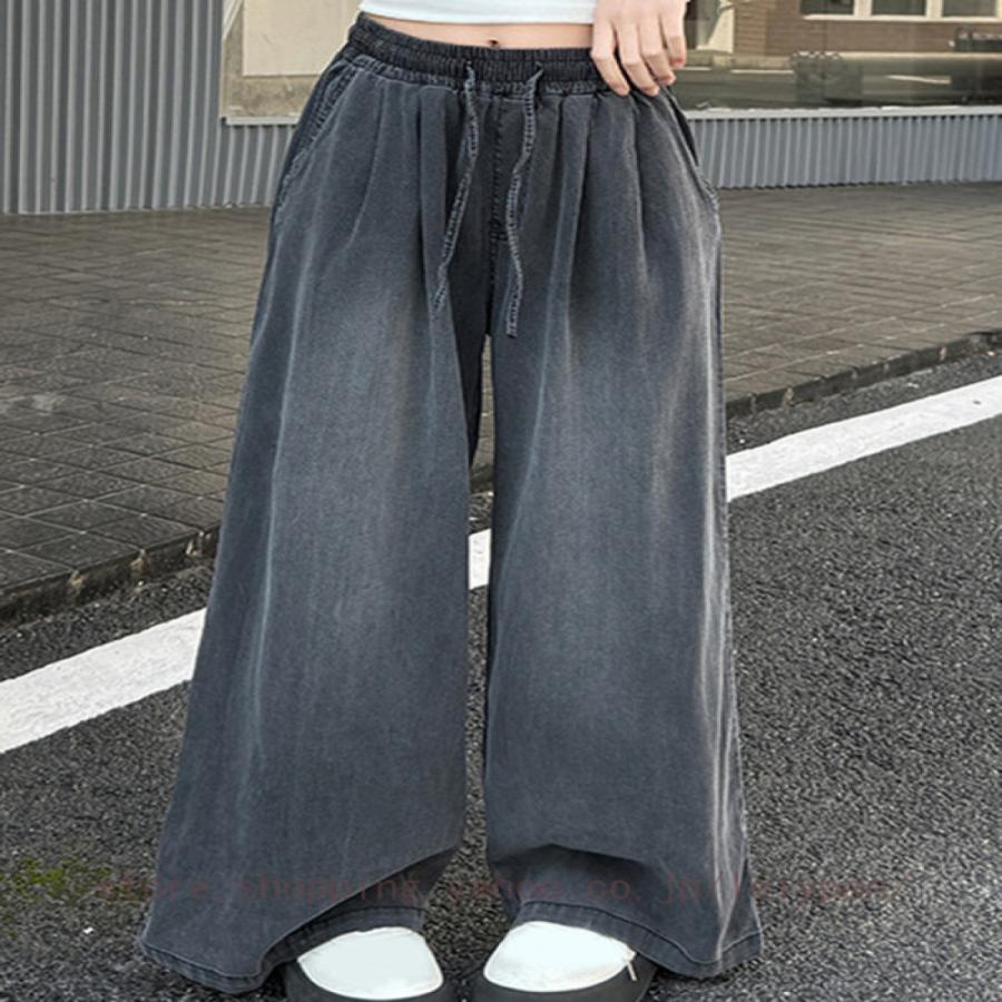 デニムパンツ 女の子 ワイドパンツ キッズ 薄手 涼しい ジュニア 夏 ゆったり ロング丈 子供服 薄手 ボトムス ゴムウエスト カジュアル 通園 通学 普段着 |  | 06