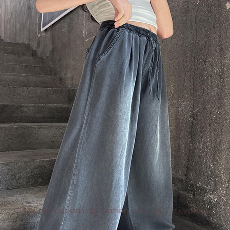 デニムパンツ 女の子 ワイドパンツ キッズ 薄手 涼しい ジュニア 夏 ゆったり ロング丈 子供服 薄手 ボトムス ゴムウエスト カジュアル 通園 通学 普段着 |  | 10