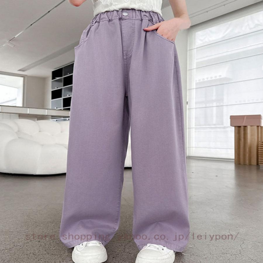 デニムパンツ 女の子 ワイド ジーパン ボトムス パンツ デニム 子供服 小学生 中学生 女の子 キッズ ジュニア 通学 おでかけ |  | 14