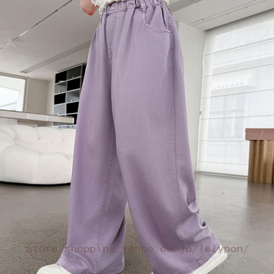 デニムパンツ 女の子 ワイド ジーパン ボトムス パンツ デニム 子供服 小学生 中学生 女の子 キッズ ジュニア 通学 おでかけ |  | 18