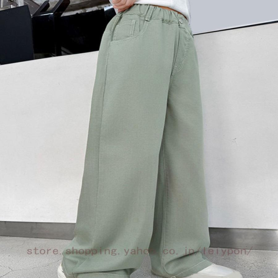 デニムパンツ 女の子 ワイド ジーパン ボトムス パンツ デニム 子供服 小学生 中学生 女の子 キッズ ジュニア 通学 おでかけ |  | 09