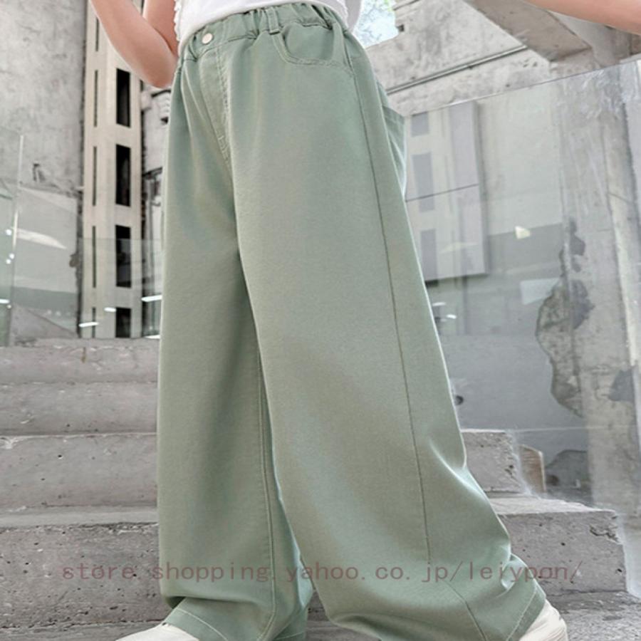 デニムパンツ 女の子 ワイド ジーパン ボトムス パンツ デニム 子供服 小学生 中学生 女の子 キッズ ジュニア 通学 おでかけ |  | 10