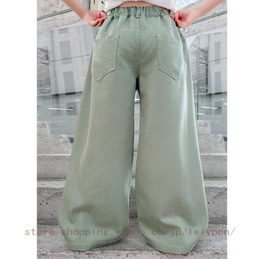 デニムパンツ 女の子 ワイド ジーパン ボトムス パンツ デニム 子供服 小学生 中学生 女の子 キッズ ジュニア 通学 おでかけ |  | 11