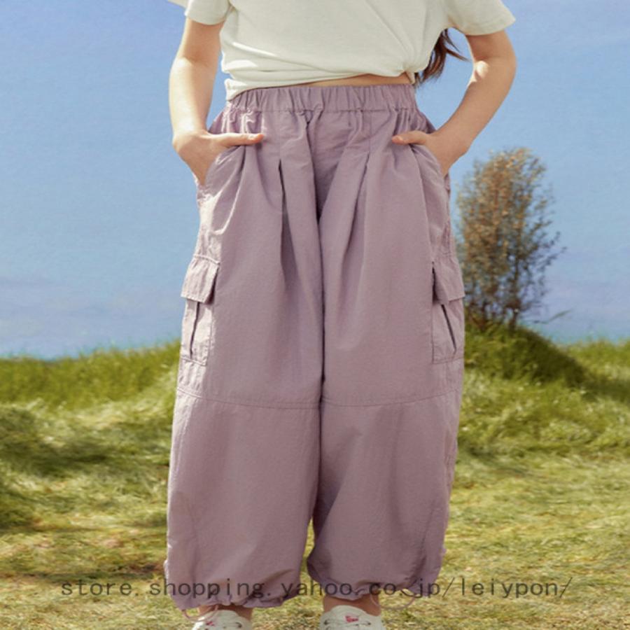 キッズ ワイドパンツ 夏 ゆったり 薄手 ウエストゴム 子供服 カジュアルパンツ ボトムス 女の子 ワイドパンツ カーゴパンツ キッズ パンツ 子ども カジュアル_4