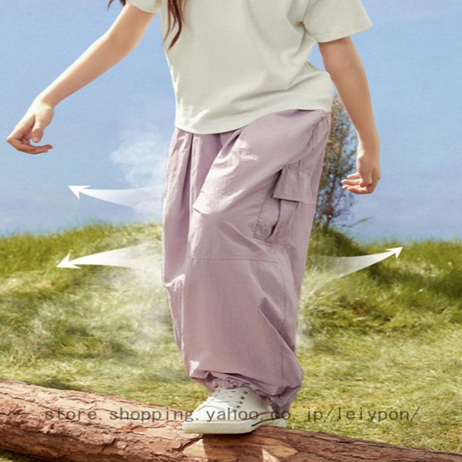 キッズ ワイドパンツ 夏 ゆったり 薄手 ウエストゴム 子供服 カジュアルパンツ ボトムス 女の子 ワイドパンツ カーゴパンツ キッズ パンツ 子ども カジュアル_5