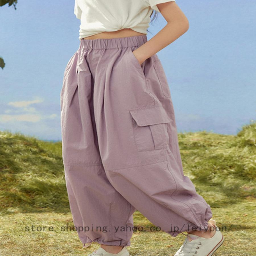 キッズ ワイドパンツ 夏 ゆったり 薄手 ウエストゴム 子供服 カジュアルパンツ ボトムス 女の子 ワイドパンツ カーゴパンツ キッズ パンツ 子ども カジュアル_6