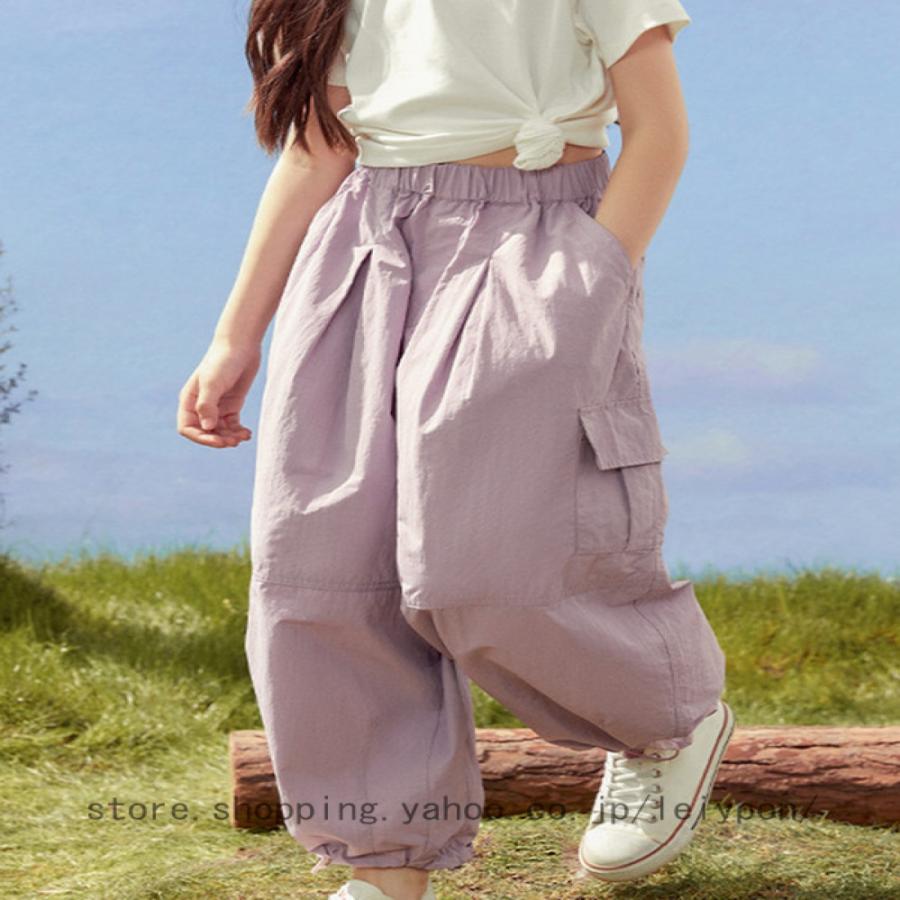 キッズ ワイドパンツ 夏 ゆったり 薄手 ウエストゴム 子供服 カジュアルパンツ ボトムス 女の子 ワイドパンツ カーゴパンツ キッズ パンツ 子ども カジュアル_8