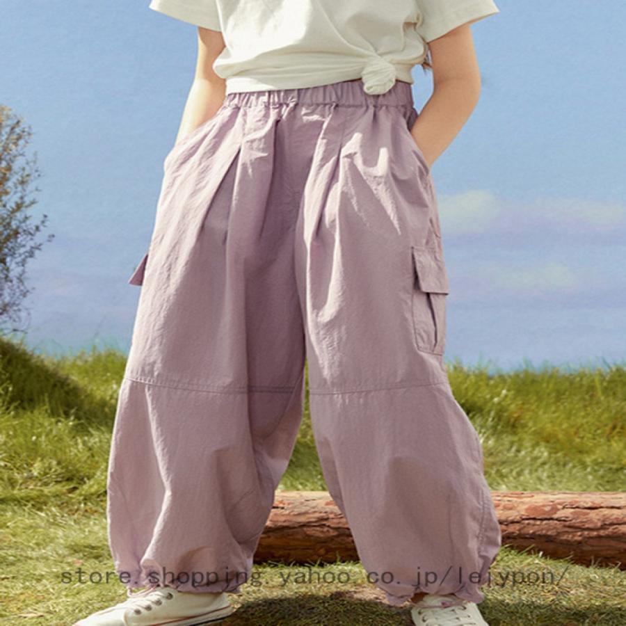 キッズ ワイドパンツ 夏 ゆったり 薄手 ウエストゴム 子供服 カジュアルパンツ ボトムス 女の子 ワイドパンツ カーゴパンツ キッズ パンツ 子ども カジュアル_9